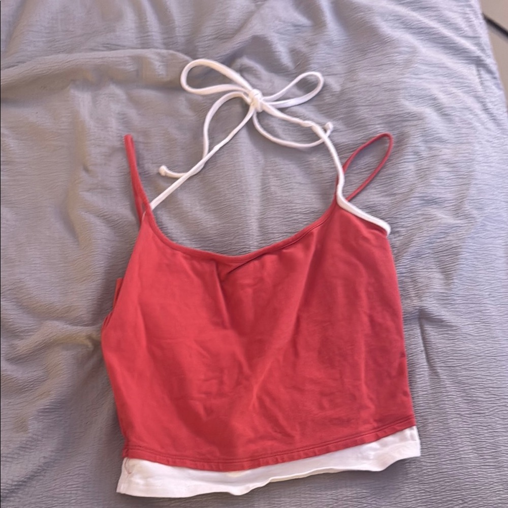 Tilly's Orange Pink Sleeveless Crop Camisole Tie Front